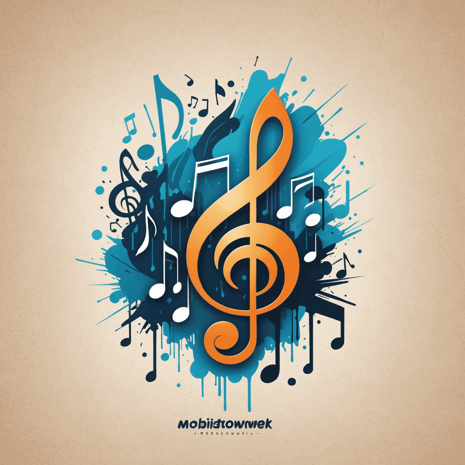 Mobisewk logo featuring musical notes and Krita-style brush strokes