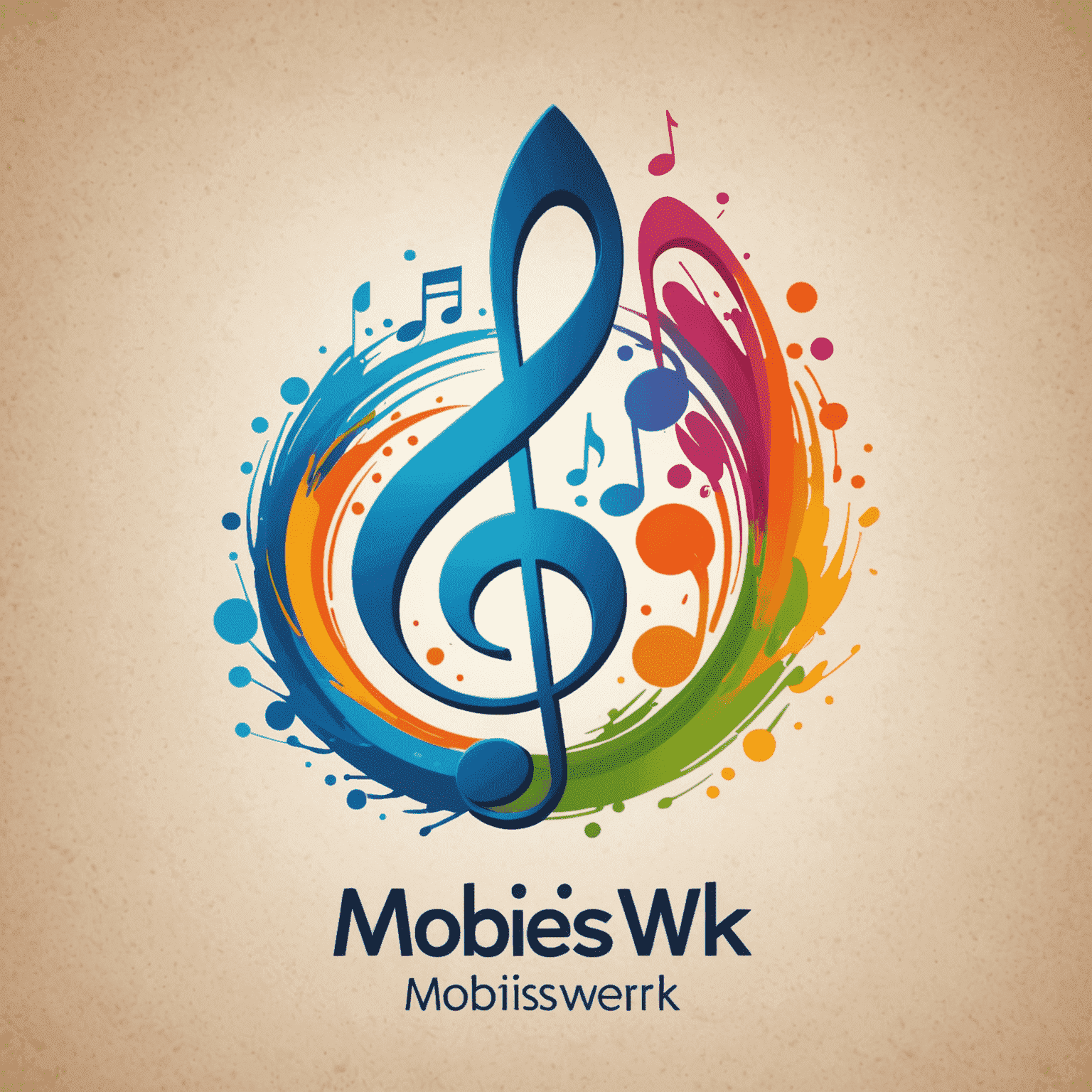 Mobisewk logo featuring musical notes and Krita-style brush strokes