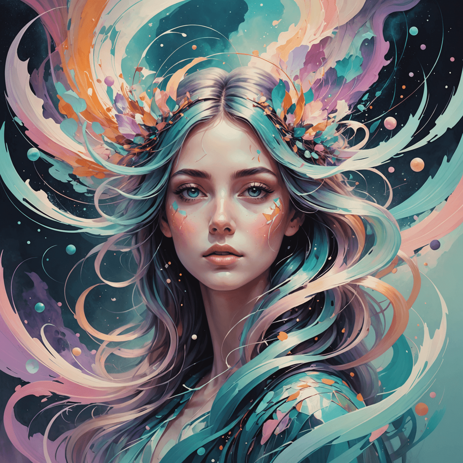 Album cover for Ethereal Echoes by Krita Beats featuring abstract digital art with pastel colors and flowing shapes