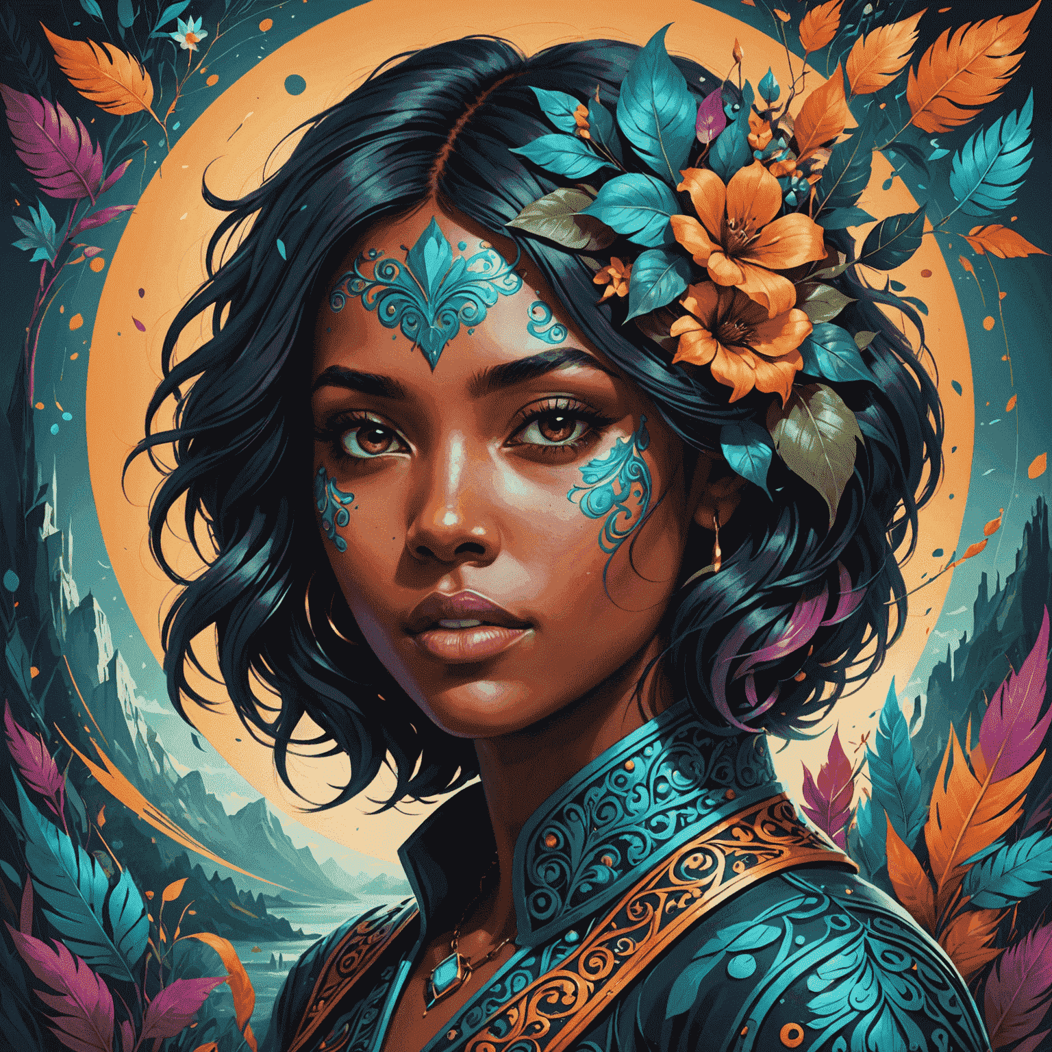 A digital artwork showcasing various styles and techniques possible with Krita, including vibrant colors, textures, and intricate details suitable for album covers and promotional materials