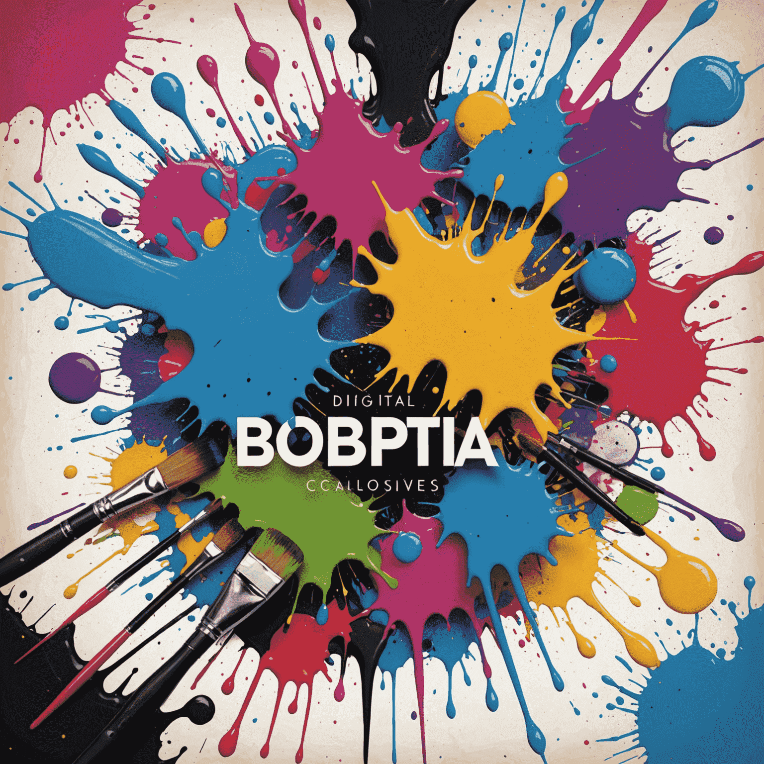 EP cover for Digital Canvas by The Brush Strokes featuring a collage of Krita tools and colorful paint splatters