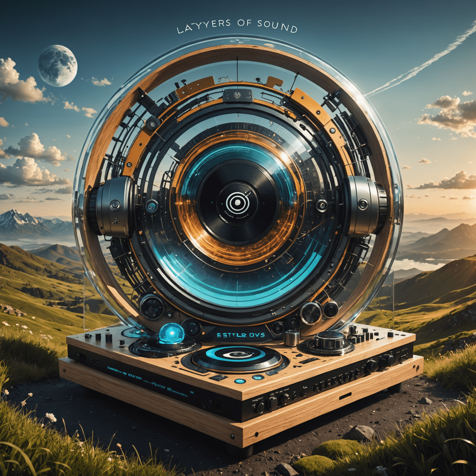 Album cover for Layers of Sound by DJ Stylus showing multiple transparent layers with different musical elements