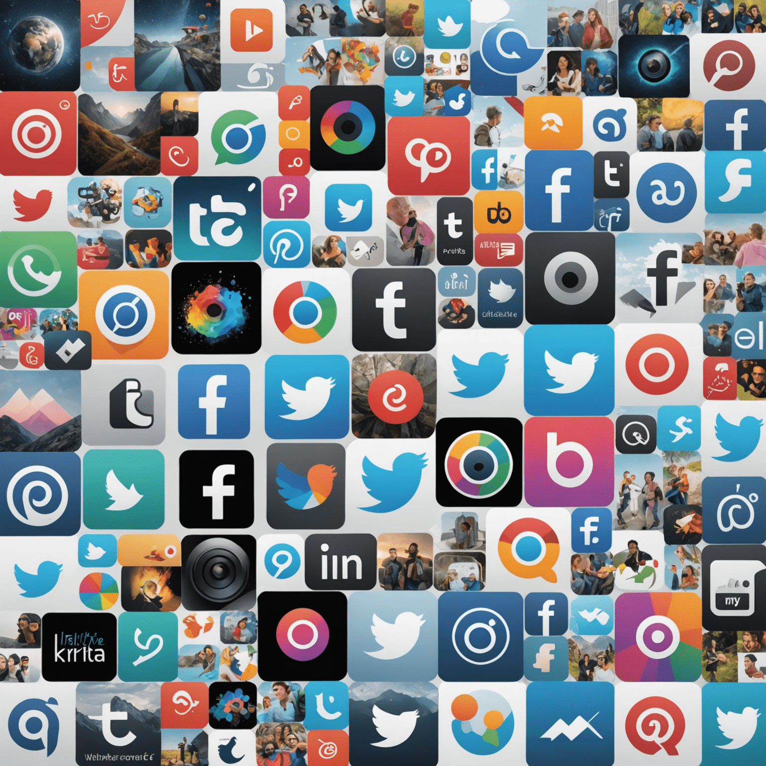 A collage of social media graphics created using Krita, showing various sizes and formats optimized for different platforms